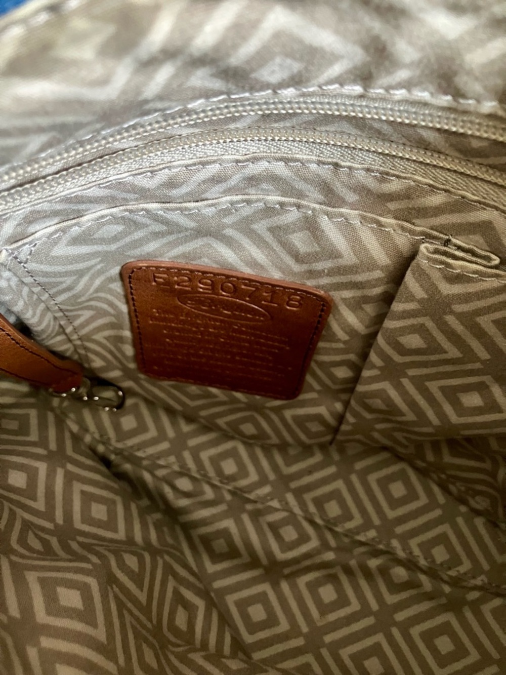 Brighton Blue Leather Shoulder Bag with Brown Trim - Picture 7 of 13